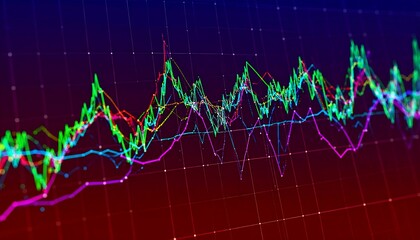 Abstract financial chart with vibrant lines