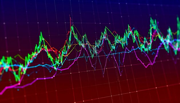 Abstract financial chart with vibrant lines