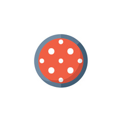 Obraz premium Colorful flat design illustration of a sliced salami or sausage