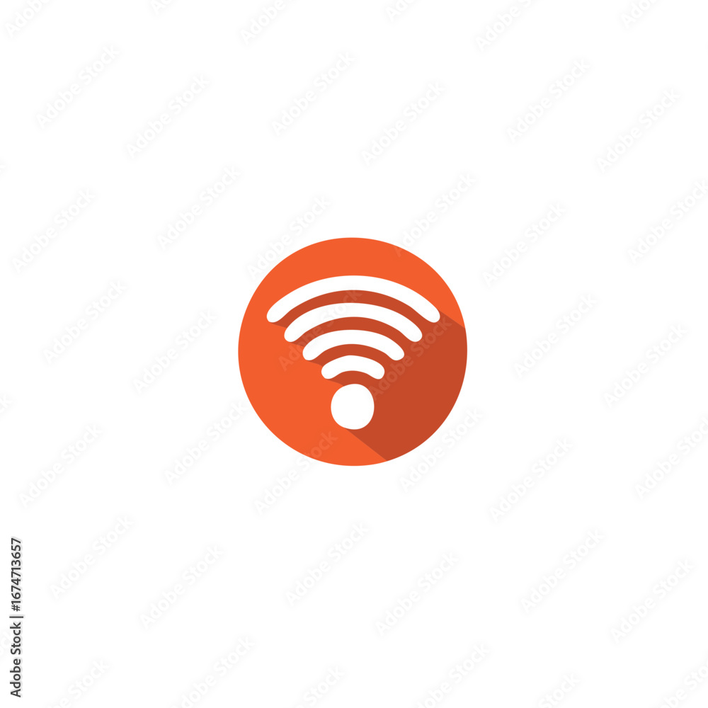 Poster wireless connection or wifi hotspot signal icon in an orange circle with rounded shapes and shadow f