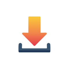 Gradient download arrow icon symbolizing digital data transfer web interface and cloud saving
