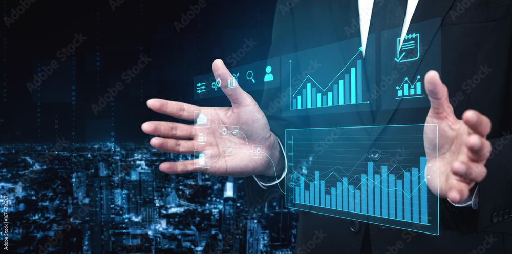 Poster data flow from database and cloud to processing and analytics dashboards, representing data analysis