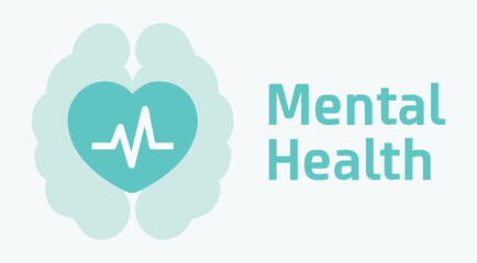 Mental health, brain, heart, medicine, human, mind, heart, day, world, positive. Feelings, emotion, psychology, care, stress, therapy, healthy, treatment. Set, icon, vector