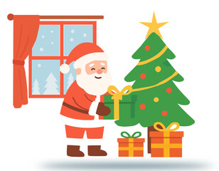 santa claus with christmas tree