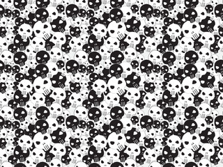 Black and white skull pattern background