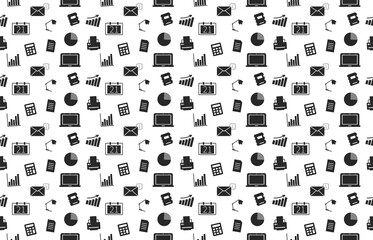 Black business icon pattern with white background