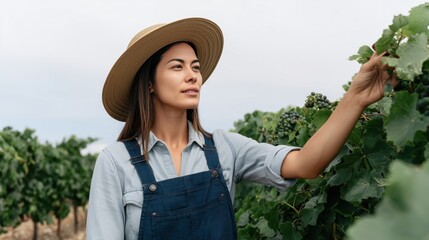 A woman in an olive orchard, carefully checking the growth of the plants, demonstrating her attentiveness and dedication to quality.