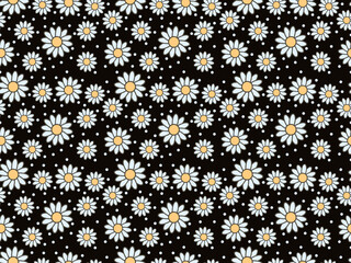 Daisy flower icon pattern with black background
