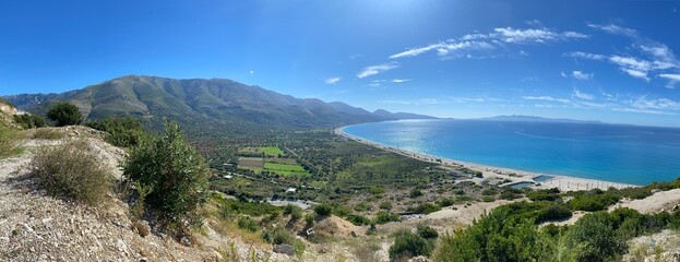 panorama of the mountains and ocean town 