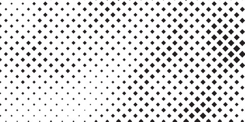 Rhombus gradient halftone texture. Diamond shape dots fading background. Abstract geometric particle vanishing backdrop.