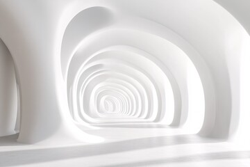 Obraz premium White tunnel or corridor with organic rounded shapes and soft lighting.