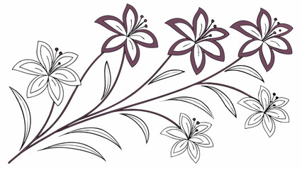 Elegant floral branch with stylized flowers and leaves. Simple vector illustration for design, wedding, nature, and decorative concepts.