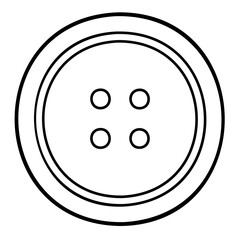 A simple black and white illustration of a classic fourhole button, isolated, perfect for design projects and crafting