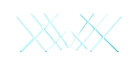 Abstract geometric pattern of intersecting white lines forming an x shape on transparent background isolated on transparent background