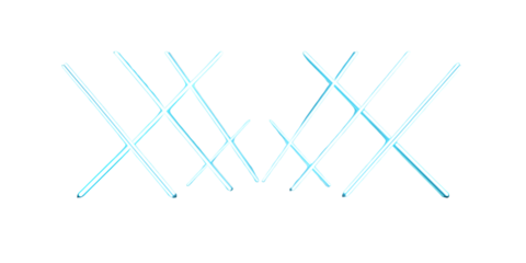 Abstract geometric pattern of intersecting white lines forming an x shape on transparent background isolated on transparent background