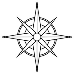 Fototapeta premium A stylized compass rose, a navigational instrument used to display directions, isolated