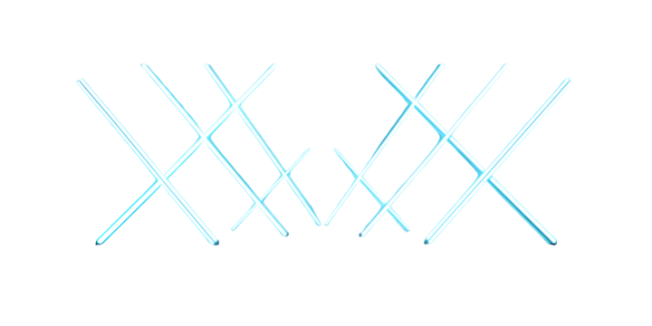 Abstract geometric pattern of intersecting white lines forming an x shape on transparent background isolated on transparent background