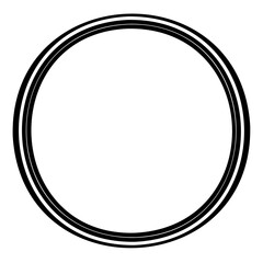 A simple black and white circular graphic with a double line border, isolated