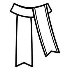 Stylized black and white illustration of a ribbon or sash