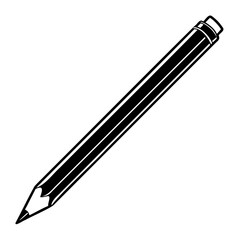 A sharp graphite pencil with an eraser, isolated, symbolizing writing, drawing, and education