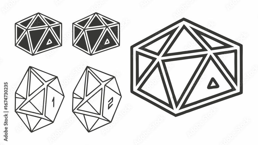 Poster abstract geometric 3d shapes line art illustration. modern black and white vector graphic design ele