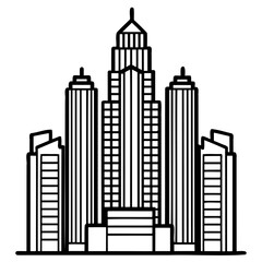 Obraz premium Modern skyscraper building facade with multiple towers and architectural details
