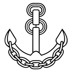 Simple line art drawing of a nautical anchor with a chain