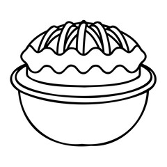 Simple line drawing of a pie in a pie dish