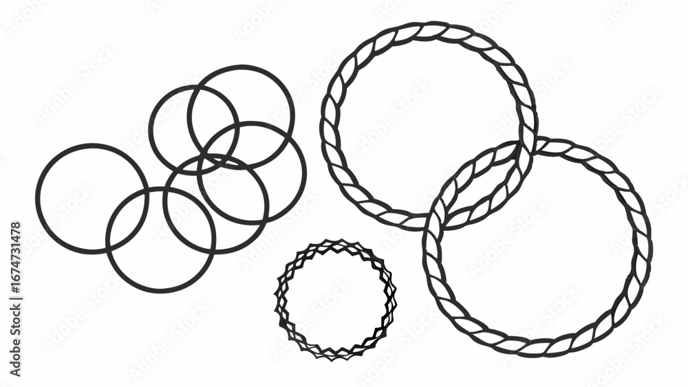 Poster interlocking rings and circles vector illustration. abstract design featuring connected rope links a