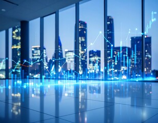 Modern office with financial graphs