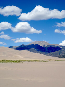 Vertical Landscape of Dunes and Peaks at Great Sand Dunes National Park
