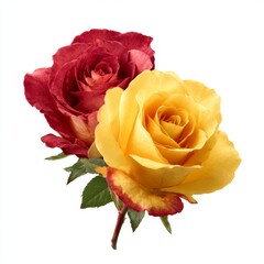 Two beautiful roses of different colors, one red and one yellow. The vibrant petals showcase the beauty of nature