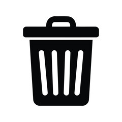 Black trash can icon vector illustration waste bin symbol garbage container recycling bin graphic clean isolated eps