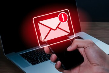 Urgent email notification received on smartphone amplifying digital communication alerts