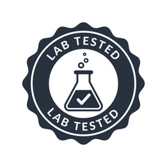 Lab tested seal stamp vector illustration quality control badge certified product icon science research emblem