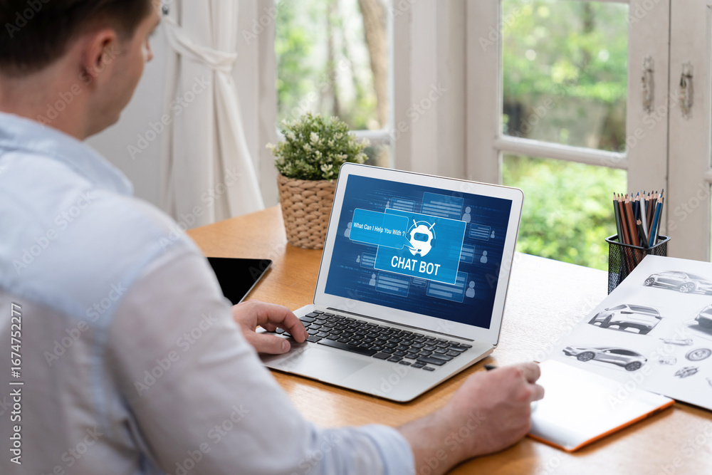 Poster chatbot software application for brisk online business that automatically reply to customer question