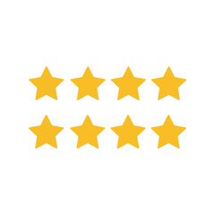 Eight golden star rating vector illustration customer feedback quality assessment achievement stars