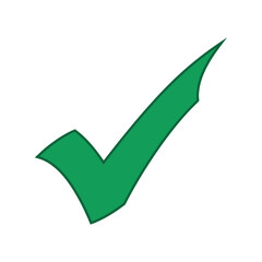 Green hand drawn check mark vector illustration tick symbol success approval confirmation isolated graphic