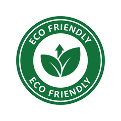 Green eco friendly circular badge sustainable growth leaf icon environmental protection stamp