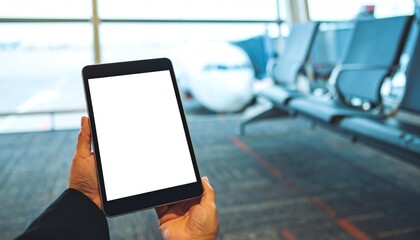 Tablet in airport waiting area