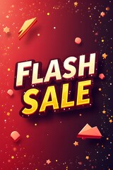 AI Generative. Flash Sale Banner with Exploding Rays and Confetti. 8