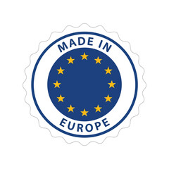 Made in europe stamp vector eu flag seal quality certification badge european union emblem