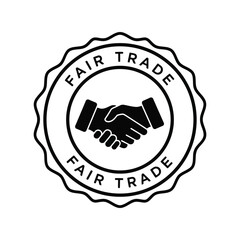 Fair trade stamp vector illustration ethical business partnership seal global commerce agreement emblem