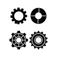 Industrial gears vector set mechanical cogs machine parts engineering symbols isolated black icons