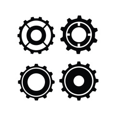 Set of four grunge gears mechanical cogs industrial machine parts engineering elements vector illustration