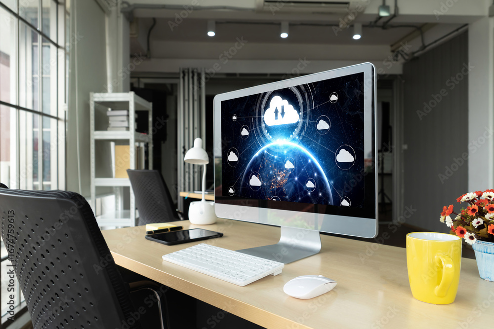 Aufkleber cloud computing software for modish remote work and personal data storage