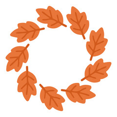 Autumn wreath with orange fall leaves. Vector wreath border of autumn leaves.Seasonal frame design for Thanksgiving, harvest festival, invitations, greeting cards and autumn decorations