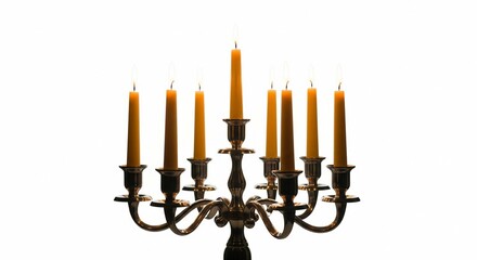 Golden elegance illuminated by a candelabra against a pristine white backdrop