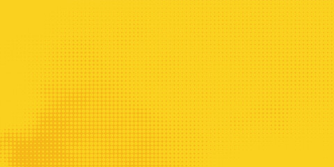 Yellow halftone pattern. Retro comic gradient background. Bright orange pixelated dotted texture overlay. dots vector ilustration
