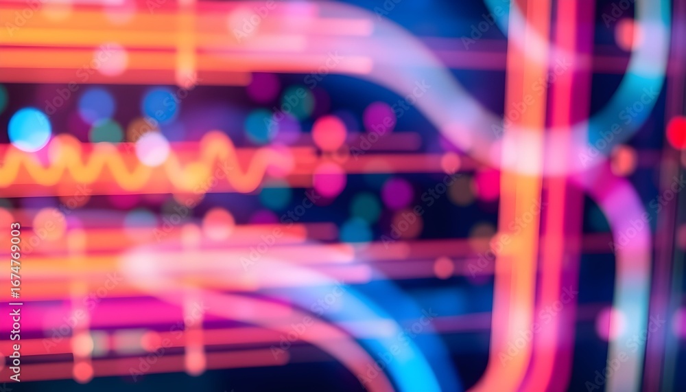 Aufkleber abstract image with blurred, colorful light trails and bokeh effects creating a vibrant, dynamic com